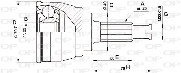 OPEN PARTS Šarnīru komplekts, Piedziņas vārpsta CVJ5148.10